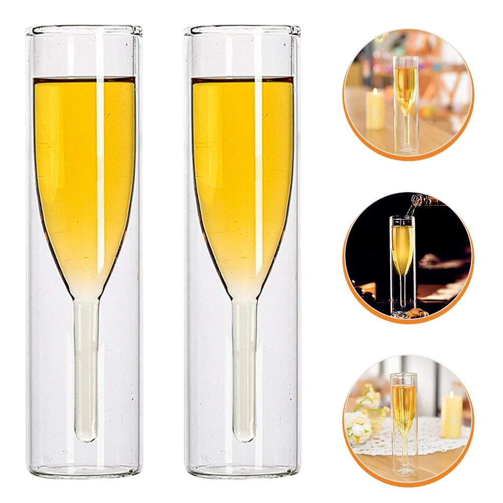 

2Pcs Double Wall Glass Premium Borosilicate Stemless Wine Cup Party Supplies Household Wine Goblet Beer Cup