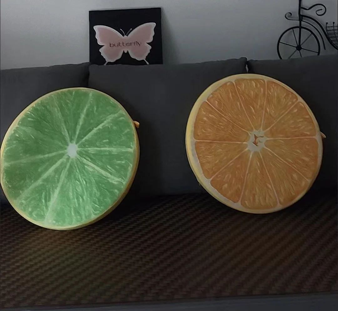 40cm realista 3D fruta naranja Kiwi sandía tocón juguetes de peluche muñeca sofá coche almohada cojín estera adorno de habitación regalo para niños