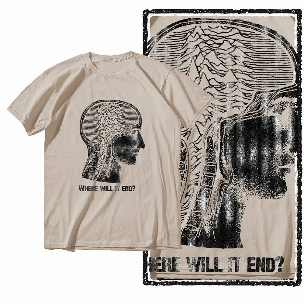G58 Beige Cotton Men's Vintage Creative Graphic T-shirt | Streetwear Big Size Cool O-neck Men's Tee T-shirt