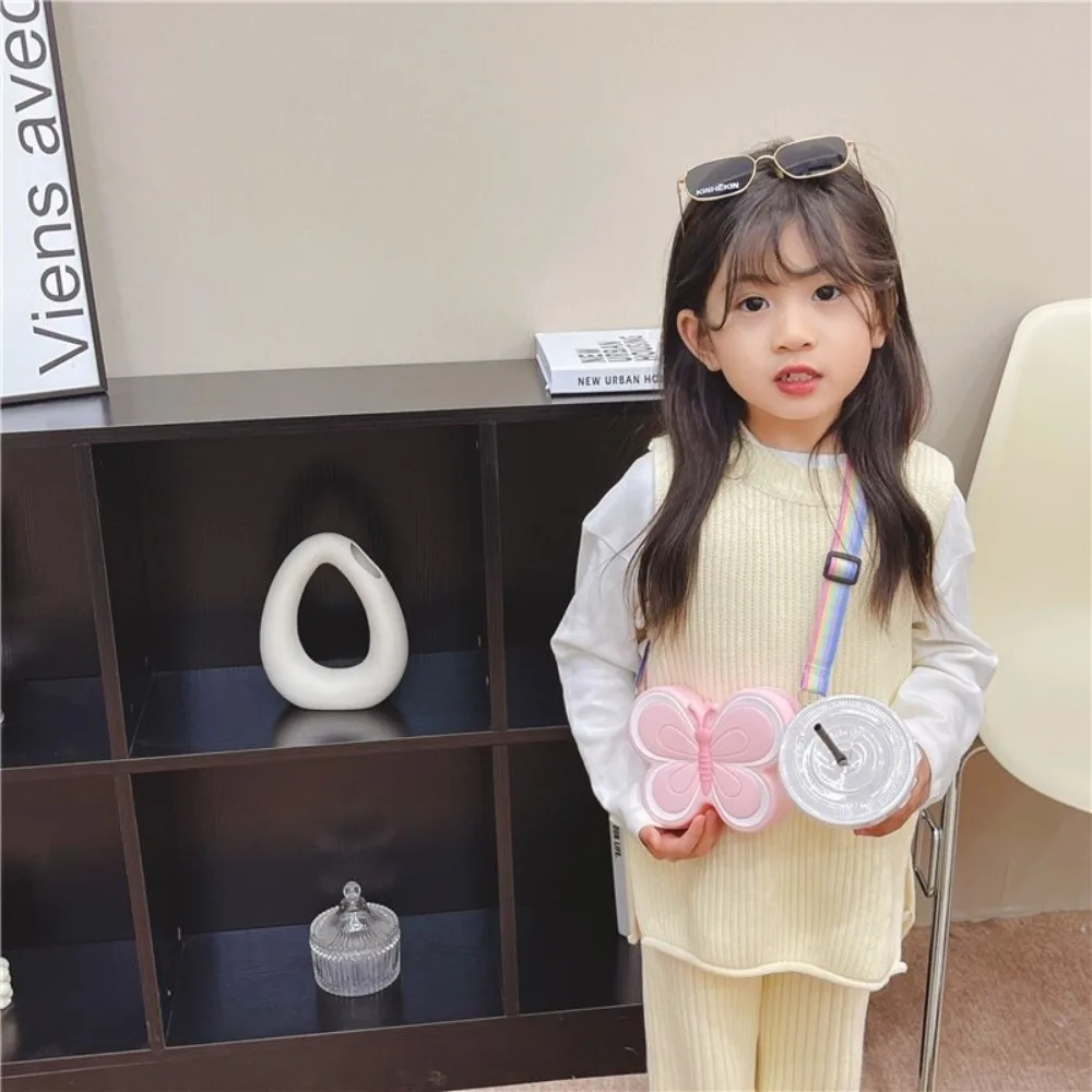 Butterfly Shape Cartoon Children's Bag Candy Color Silicone Mini Shoulder Bag Lightweight Waterproof Butterfly Crossbody Bag