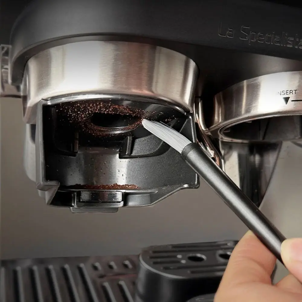 Long Handle Coffee Machine Cleaning Brush Deep Cleaning Soft Bristle Coffee Grinder Brush Nylon Bristles Durable