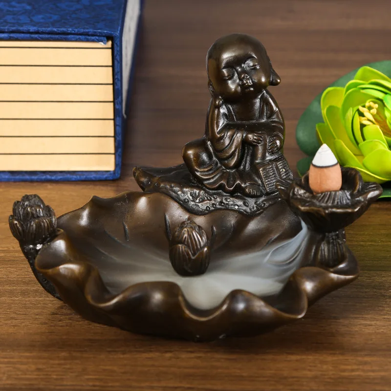 Burner Monk Samanera Watch Lotus Pond Backflow Incense Stove