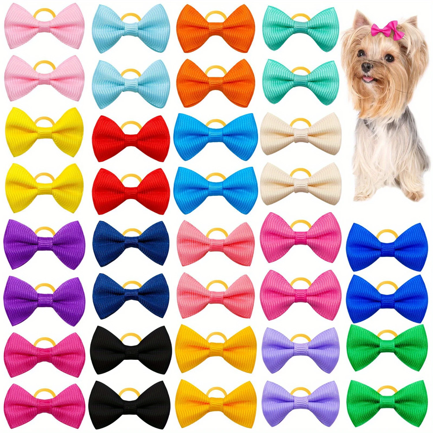 20pcs Assorted Color Cute Solid Color Pet Head Flower, Hair Headwear Dog Accessories