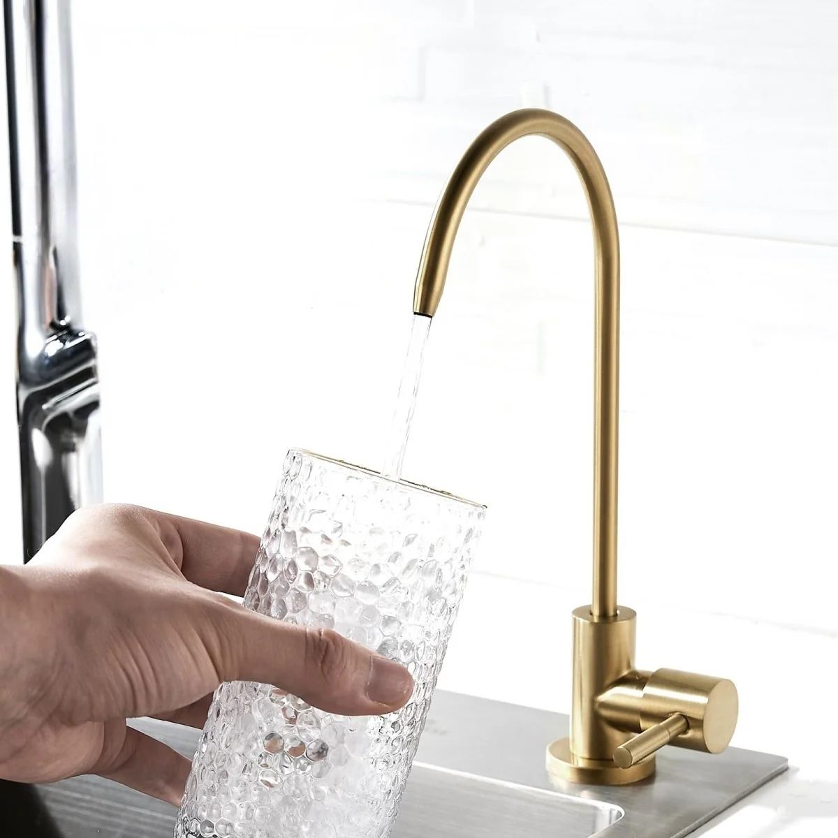 304 Stainless Steel Kitchen Faucet with Ceramic Valve Core, Water Saving, Rotating, Direct Drinking Water Filtration System