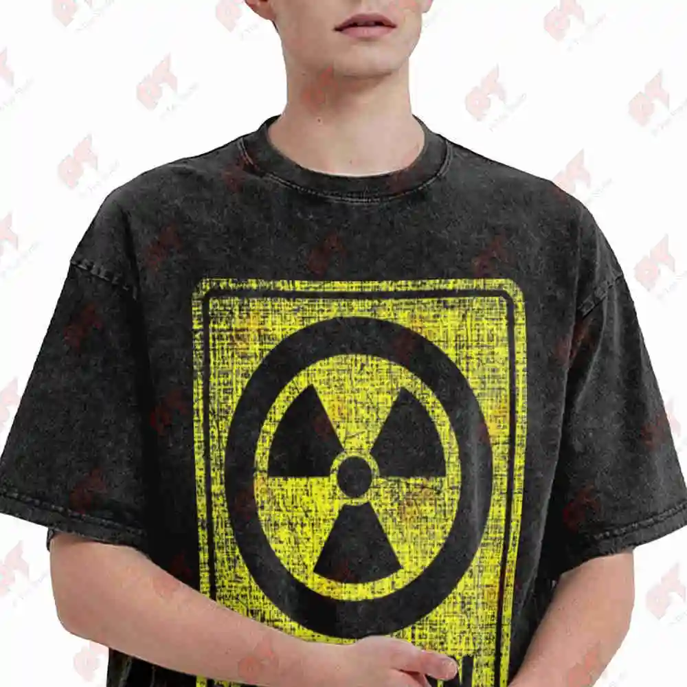 Caution I'M Radioactive Radiation Therapy Chemo X Ray Vintage Washed Tee Pure Cotton T-Shirt