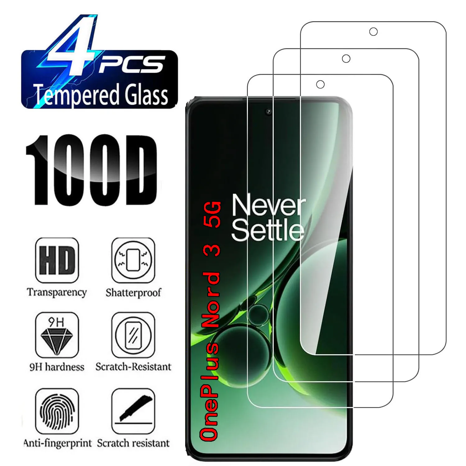 

2/4Pcs 9H Screen Protector For OnePlus Nord 3 5G HD Tempered Glass
