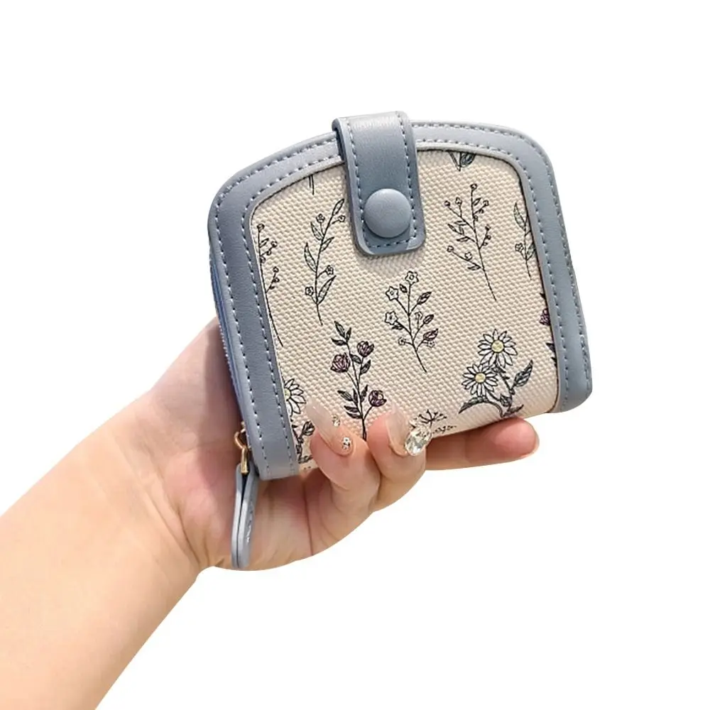Fashion PU Leather Short Wallet Multi-Cards Lightweight Zipper Coin Purse Large Capacity Cute Flowers Women Wallet