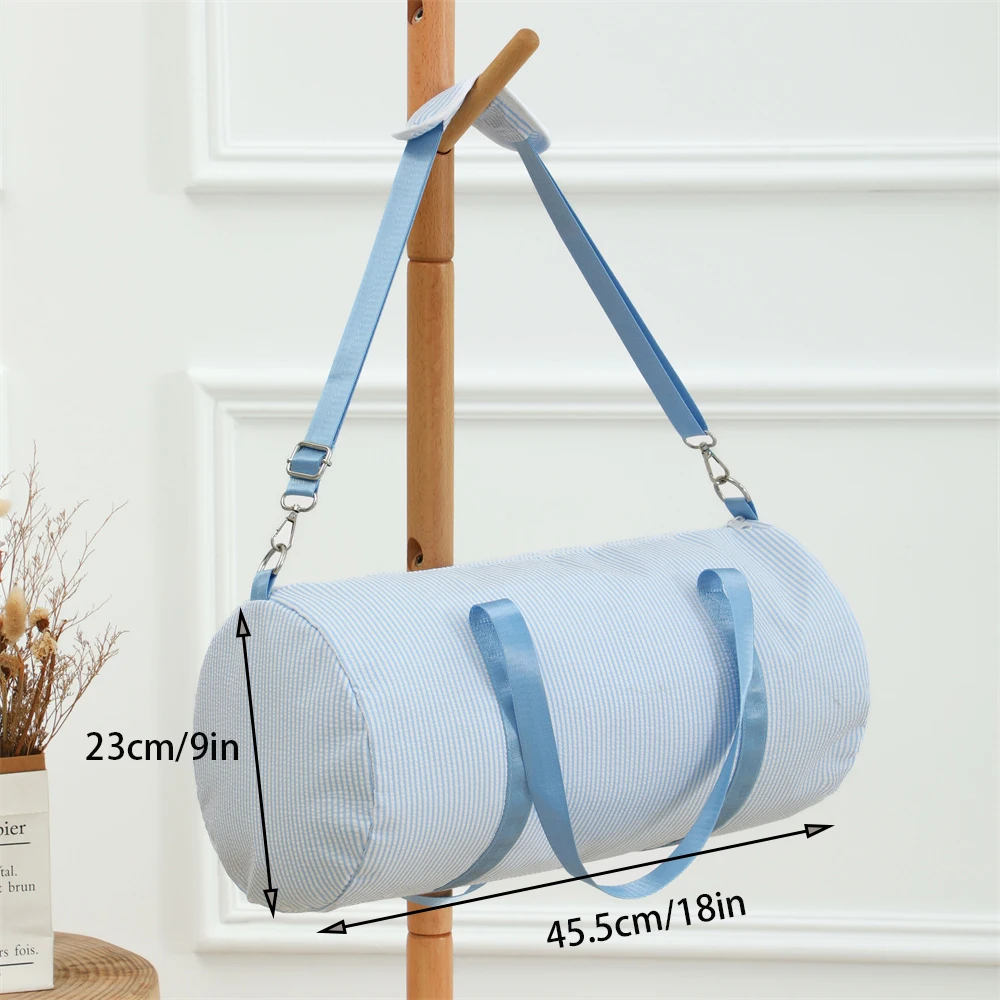 Striped Duffle Bag For Kids Boys and Girls Seersucker Overnight Travel Bag Dance Bag Toddler Weekender Bag