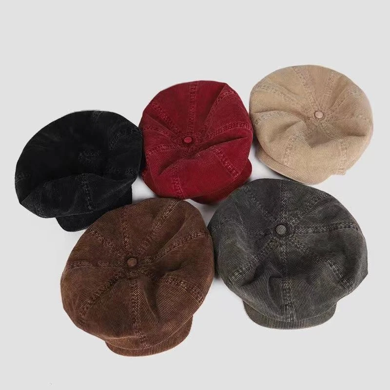 

Retro Newsboy Caps Men Octagonal Hats Autumn British Women Painters Caps Fashion Corduroy Berets Gorras Casual Baseball Hat