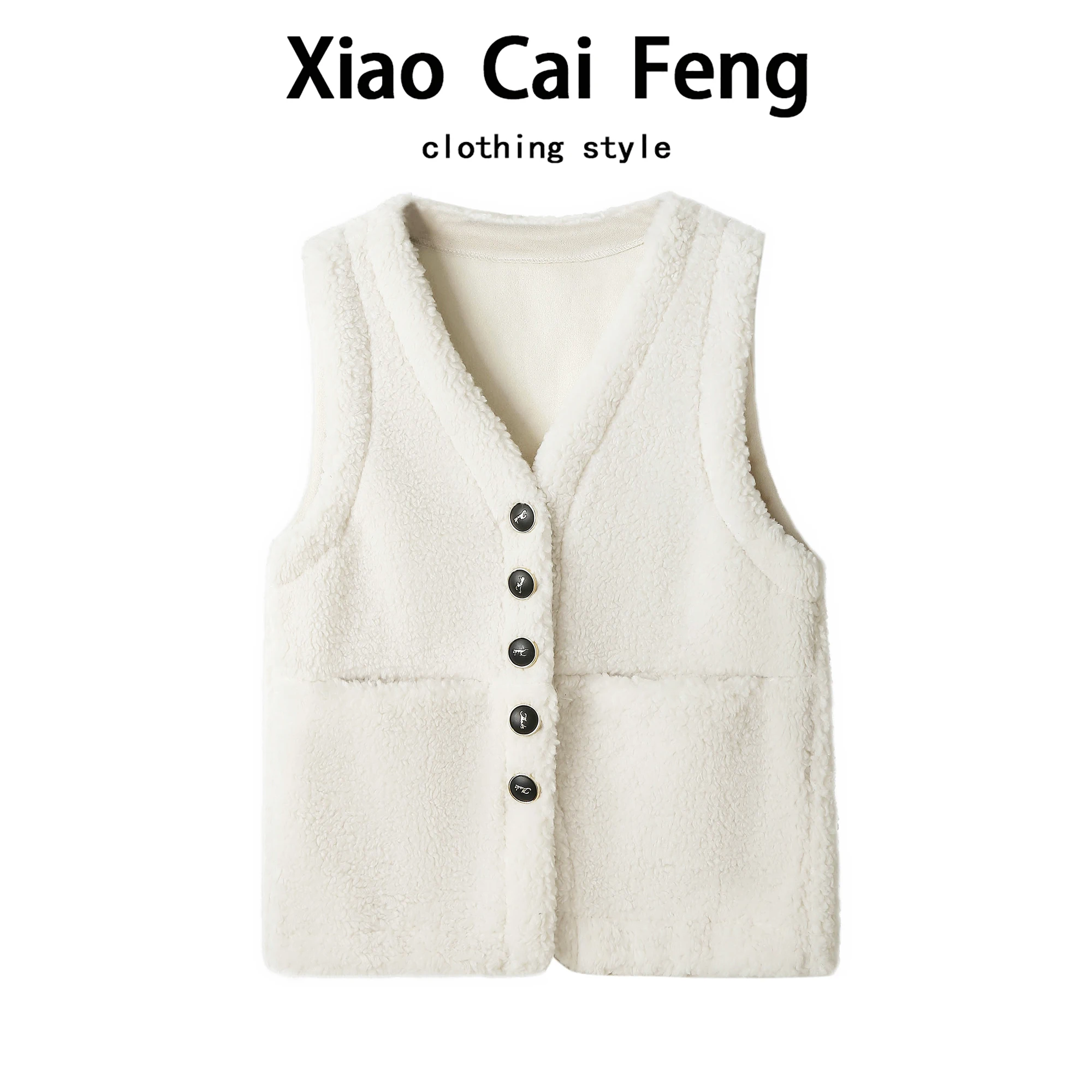 الكورية Sle لامب الفراء سترة المرأة الخريف الشتاء Thiened V-Ne الدفء ملابس خارجية طبقات العصرية تخفيف Sle زر واحد #1