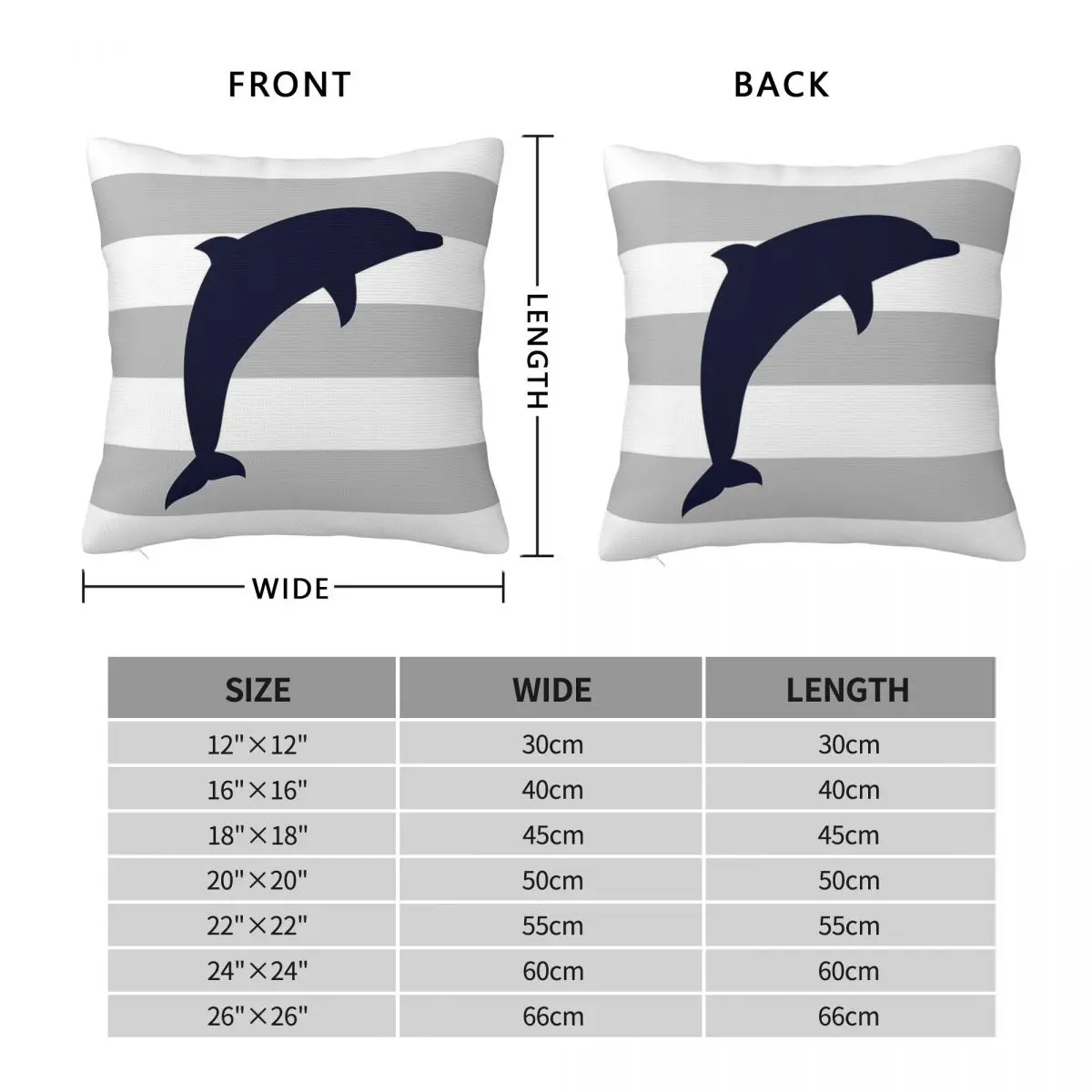 Navy Blue Jumping Dolphin Pillowcase Polyester Linen Velvet Printed Zip Decor Home Cushion Cover 18