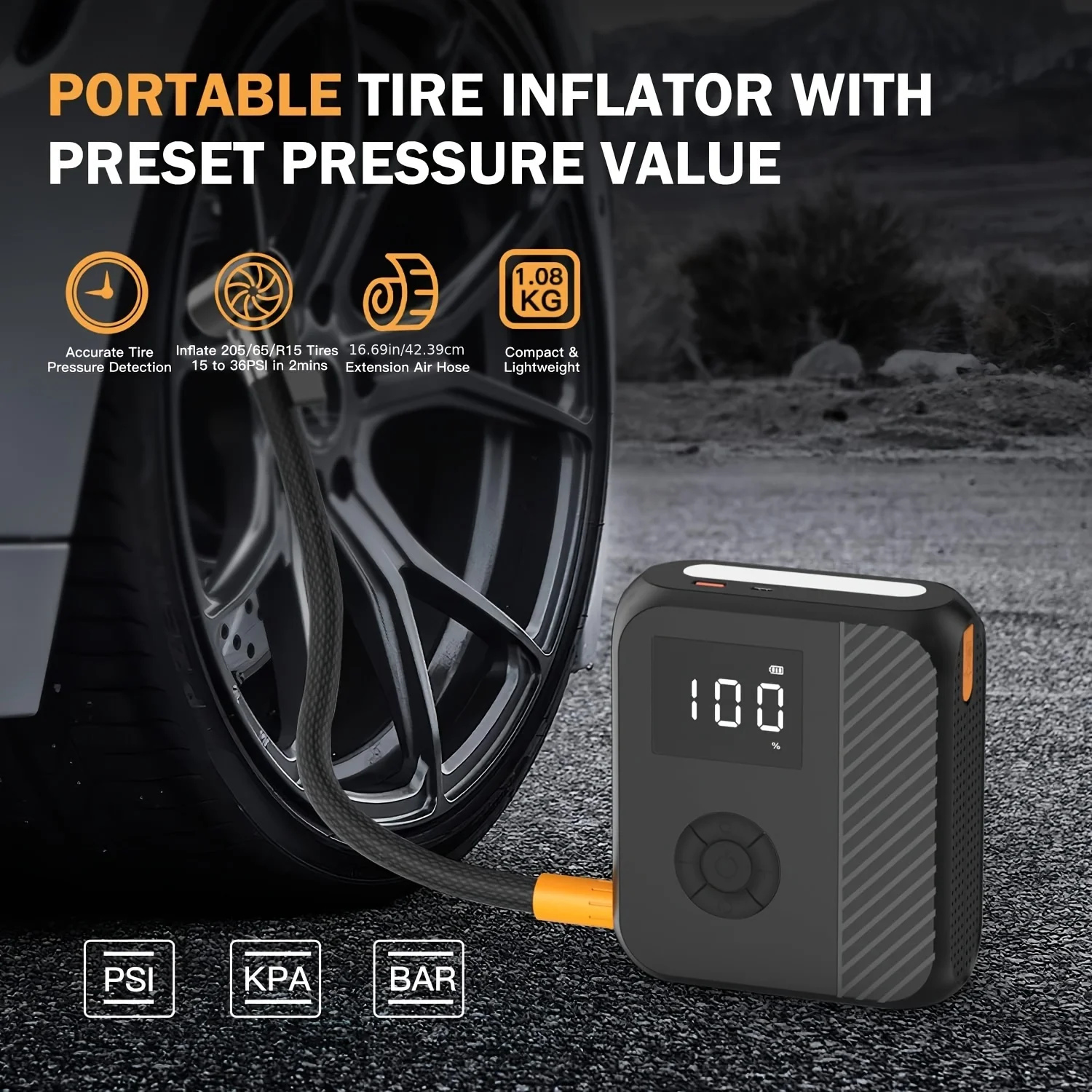1800A الرقمية الانتقال كاتب 150PSI منفاخ لإطارات السيارة 14800mAh 12V المحمولة بطارية ليثيوم السيارات USB QC3.0 8.0L 6.0L