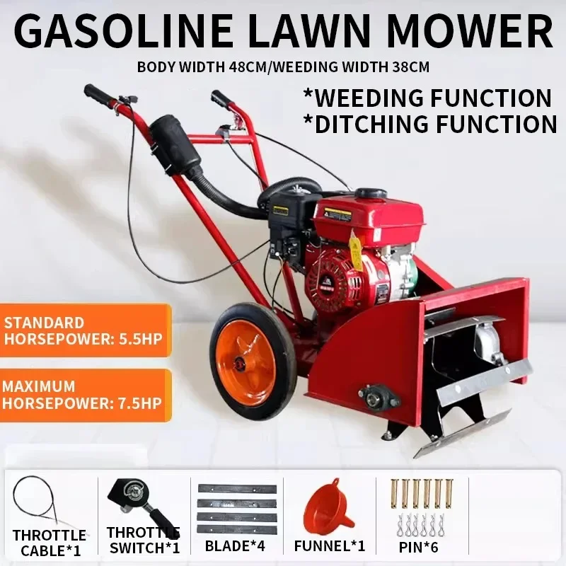 【2026】Multifunctional weeder Small household agricultural push weeder ditching micro-tillage machine rotary tiller orchard