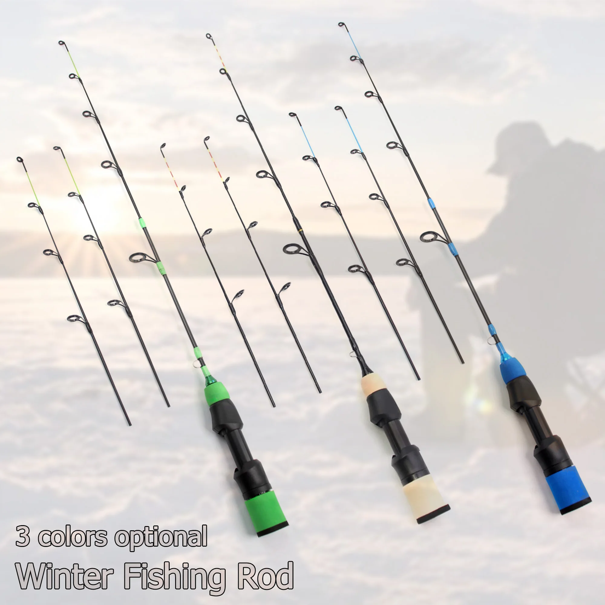 3 Colors Optional Ultra Short Light Portable Winter Ice Fishing Rods 3 Tips Spinning Rod Carbon Fiber Ice Pole Carp Fish Rods