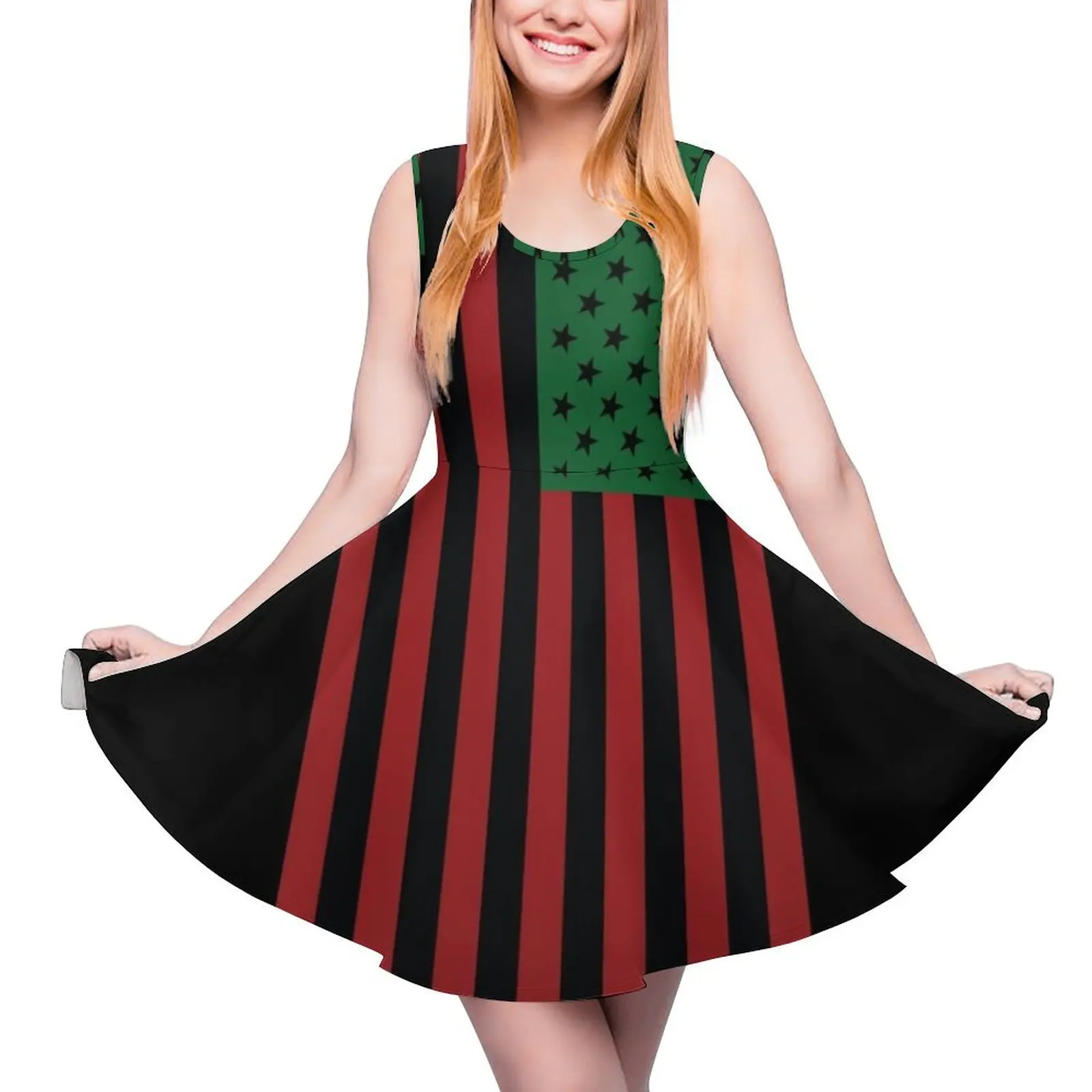 

RED BLACK AND GREEN FLAG Sleeveless Dress women"s clothing korea stylish festival outfit women