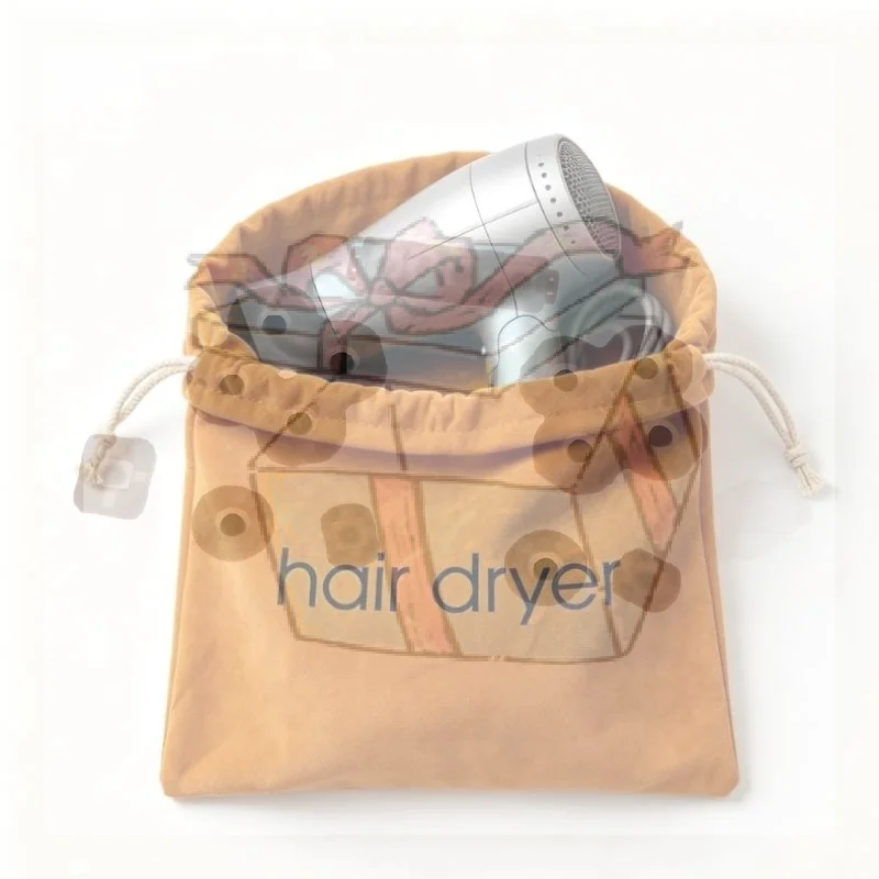【CC】Suede Nap Hair Dryer Storage Bag With Drawstring Hair Diffuser Bag Perfect For Travel Home Hotel Daily Use