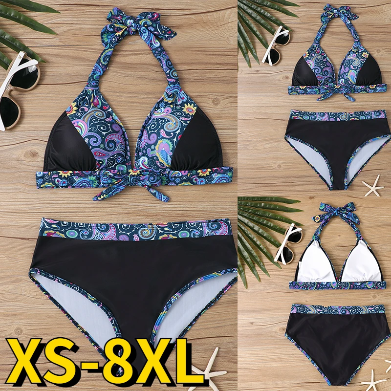 

2023 Summer Women Sexy Bikini Swimwear Women Set Swimsuit Two-piece Set Swimsuit High Waist Bikinis Vintage Print Bathing Suit