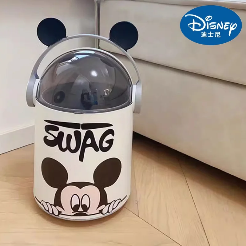 

Disney Mickey Mouse Clamshell Dustbin Trash Can Rubbish Bin Garbage Kawaii Trash Can Bedroom Living Room Toilet Paper Basket