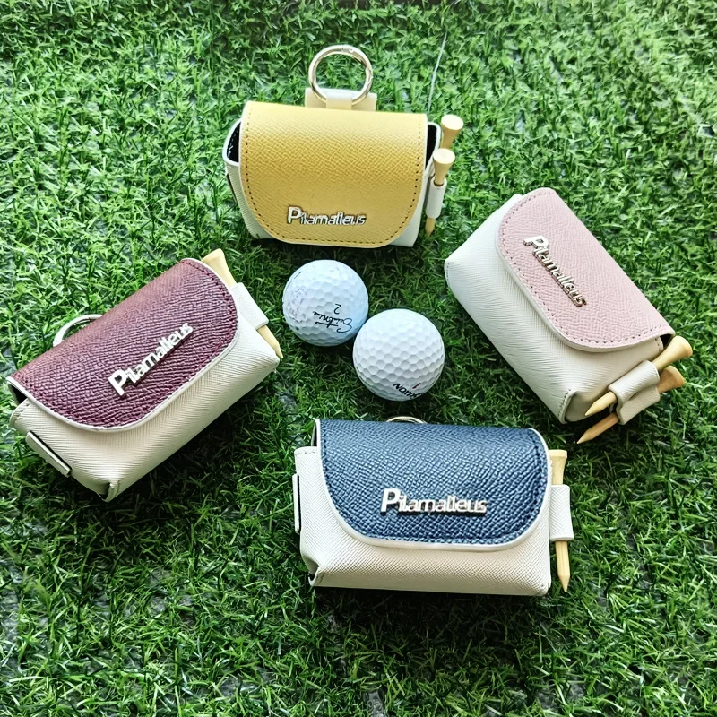 Golf bag fanny pack is fashionable in color matching, and the ball cover can hold 2 balls waterproof PU accessory bag.