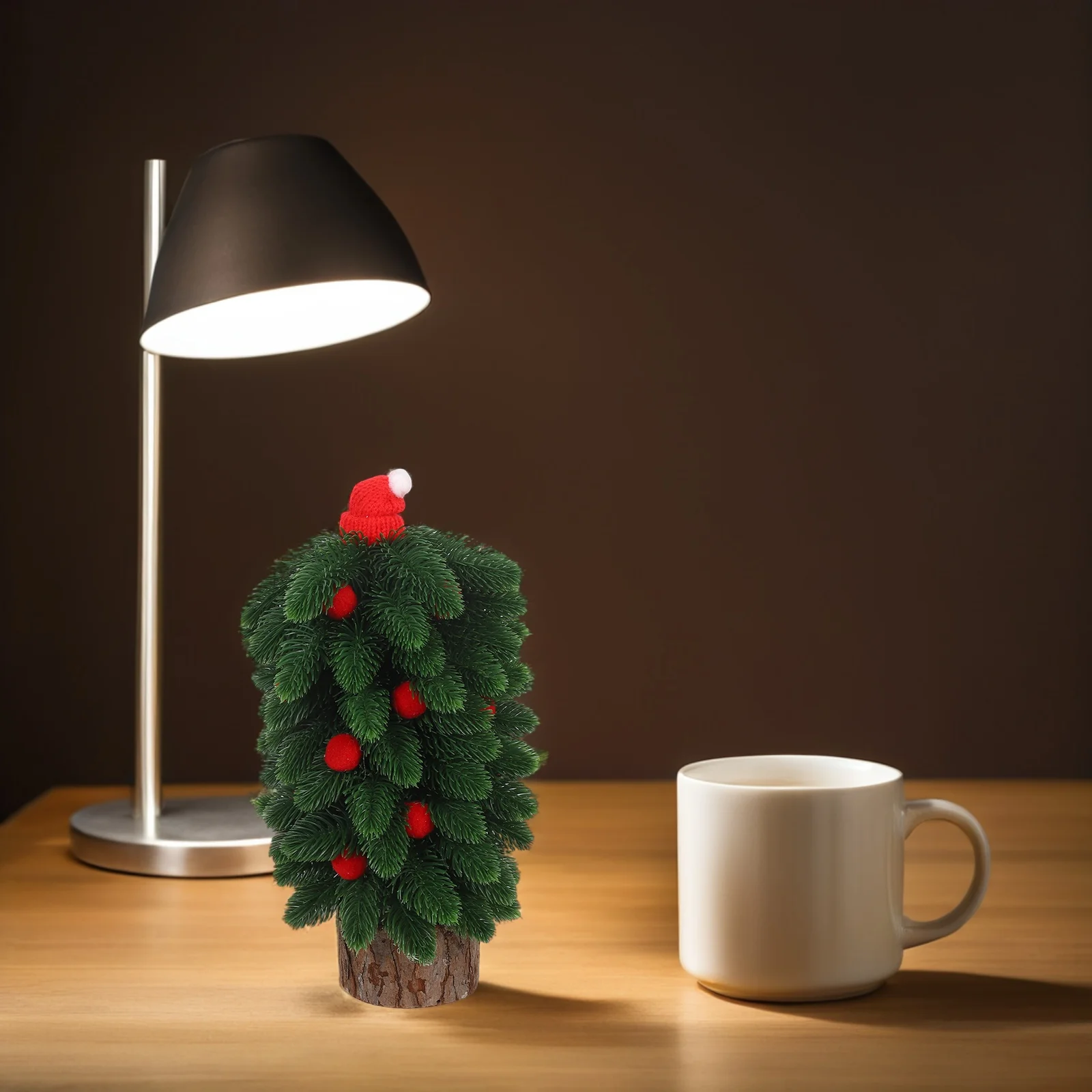 

Mini Christmas Tree Tabletop Decor Lightweight Stable Wooden Base Holiday Party Artificial Mini Pine Tree for Desk