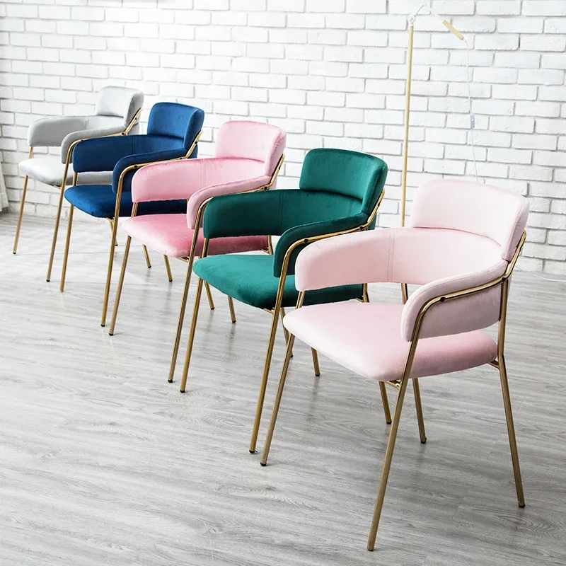 

Nordic Dining Chair Simple Home Back Stool Ins Ins Makeup Chair Iron Art Manicure Milk Tea Shop Negotiation Chair