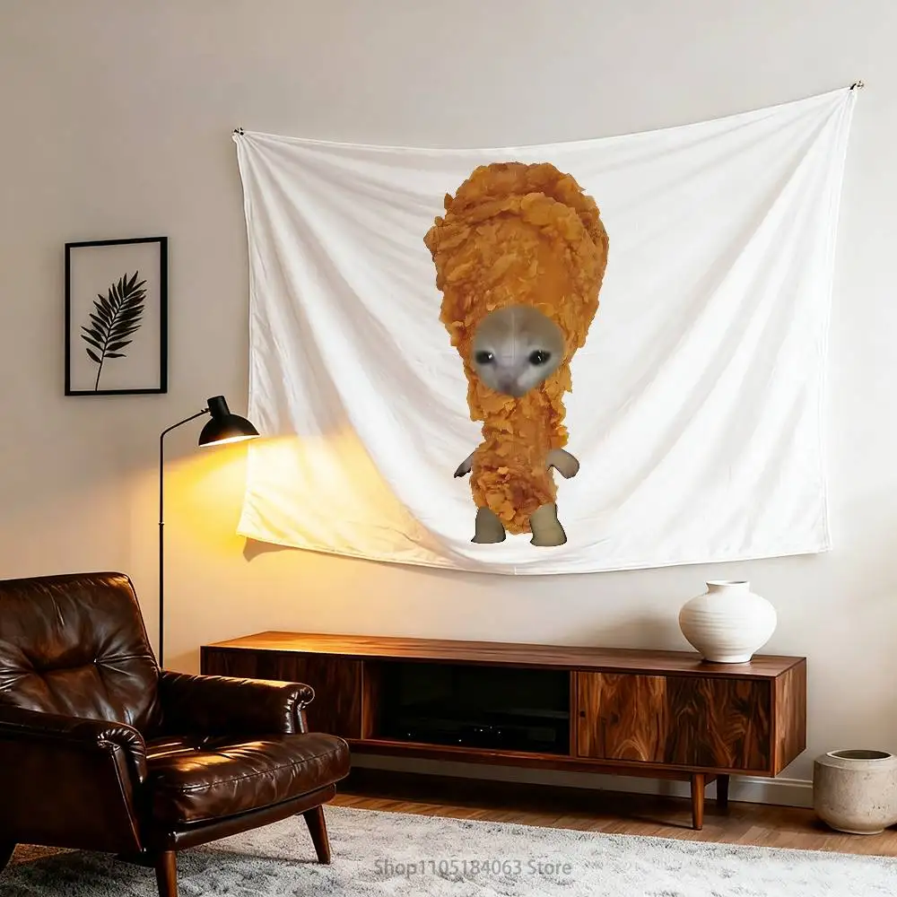 

Interesting Chicken Leg Cat Flag Tapestry Banner For Bedroom Outdoor Living Room Restaurant Bar Wall Decor Party