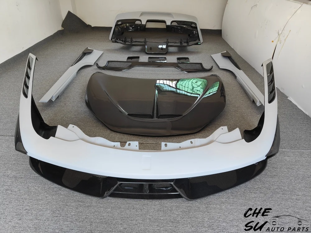 Half Carbon Fiber Body Kit for Ferrari 458 Italian Spider Upgrade SP Style Front/rear Bumper Side Skirts Engine Hood Polishing