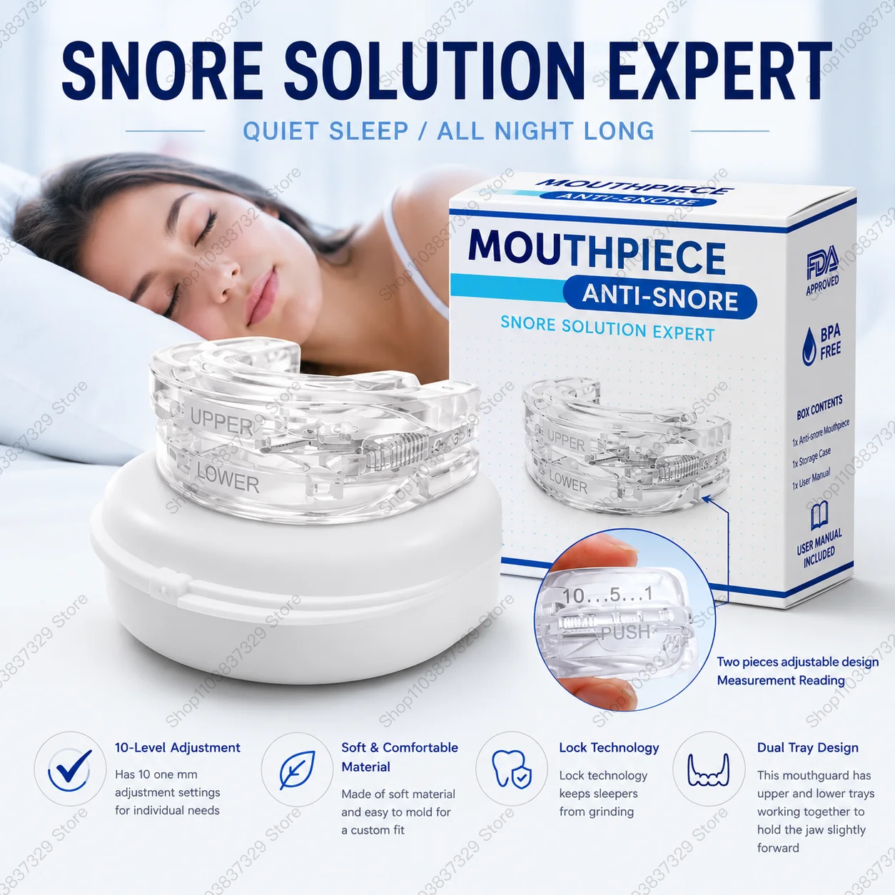 1/2/3/5Pcs, Anti-Snoring Teeth Bruxism Mouthguard Improves Sleep Teeth Bruxism Sleep and Apnea Snoring Device Stops Snoring