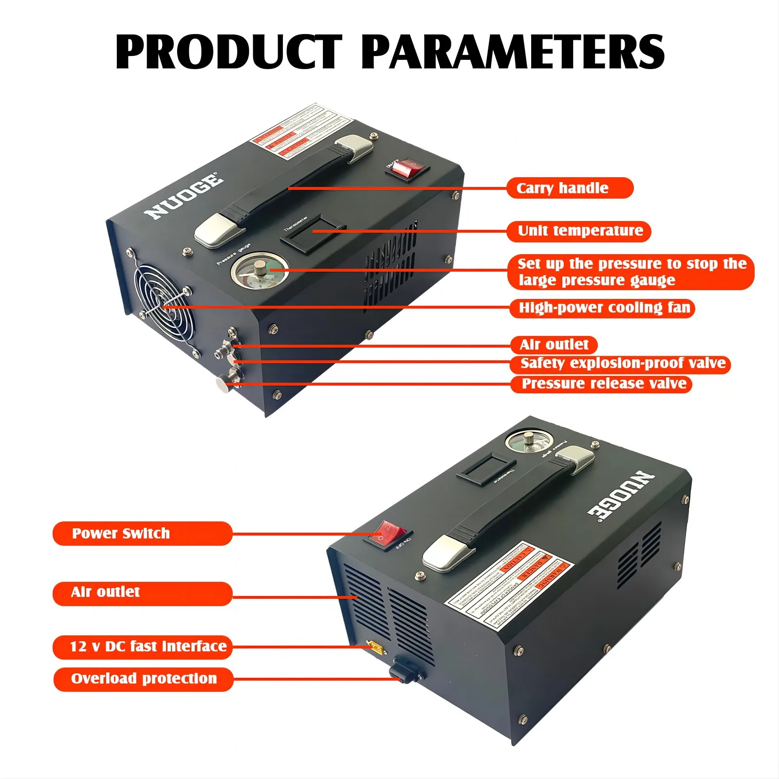 Juego de compresor de aire PCP de 4500Psi, 30Mbar, presión de parada automática, tanque de Paintball, botella de buceo, aceite/sin agua,