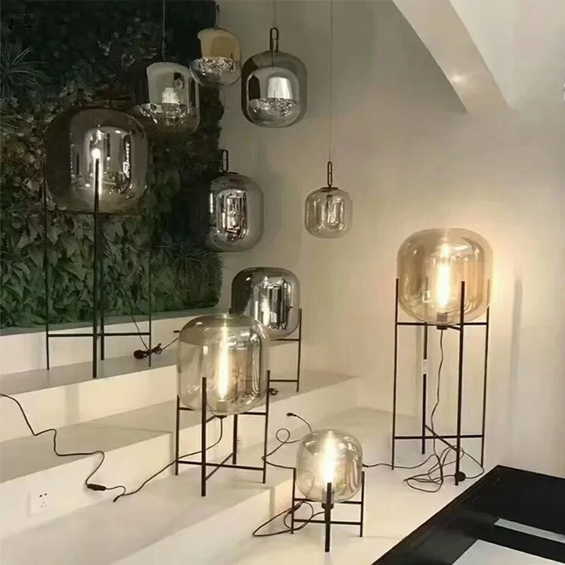 مصمم فردي شفاف/رمادي/العنبر مصباح طاولة زجاجي LED E27 أضواء مكتب حديثة غرفة المعيشة/خلفية المطعم