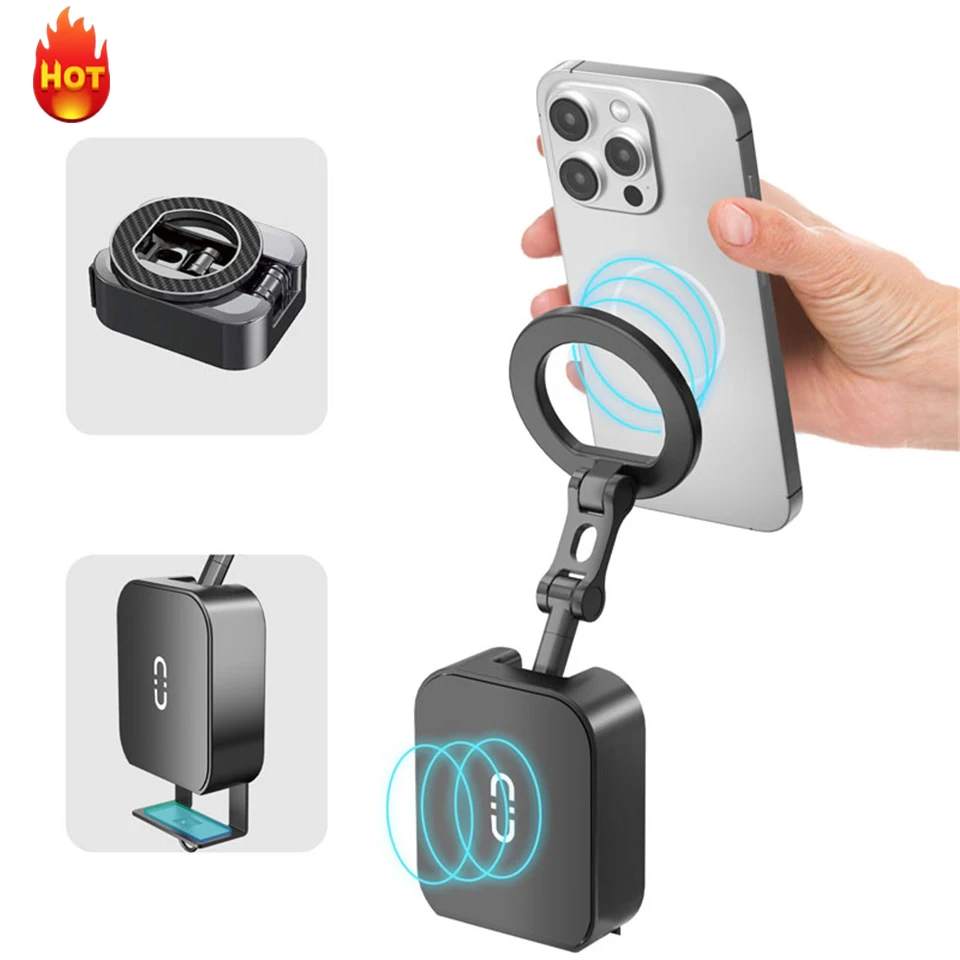 

2026Hot Magnetic Phone Stand Mount Foldable Extendable Portable Travel Holder for Desk Airplane Train Magnet Travel Phone Holder