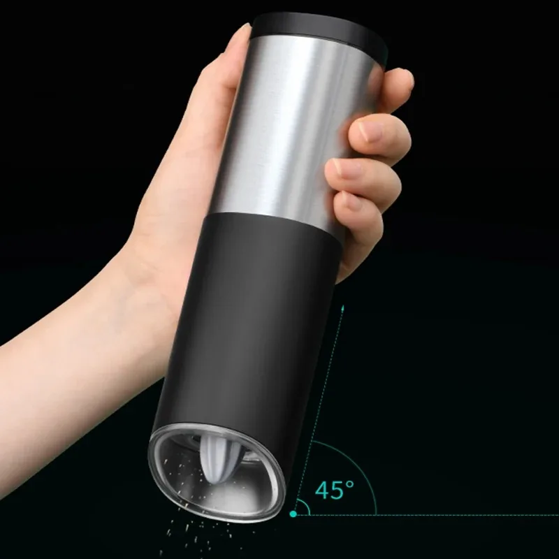 

Электрическая мельница для перца с регулируемой шероховатостью, автоматическая мельница для морской соли, модель на батарейке, шлифовальная машина с кнопкой выключения света для кухни