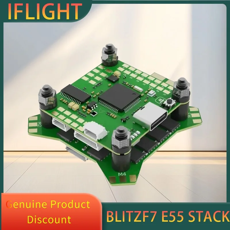 

Контроллер полета IFlight BLITZ F7 Stack F722 F7 с BLITZ E55 55A BLHELI32 4in1 ESC 2-6S DShot 600 для RC FPV Drone