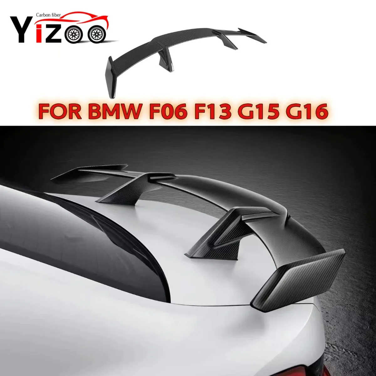 For BMW F06 F13 G15 G16 Dry Carbon Fiber Rear Trunk Lid Spoiler Tail Wing Lip Diffuser Splitter Body Kit Car Accessories