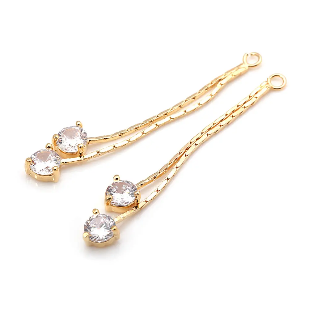 18K Gold Color Brass Heart Flower Star Chain Tassel Charms Earring Charms Jewelry Making Supplies Diy Findings Accessories