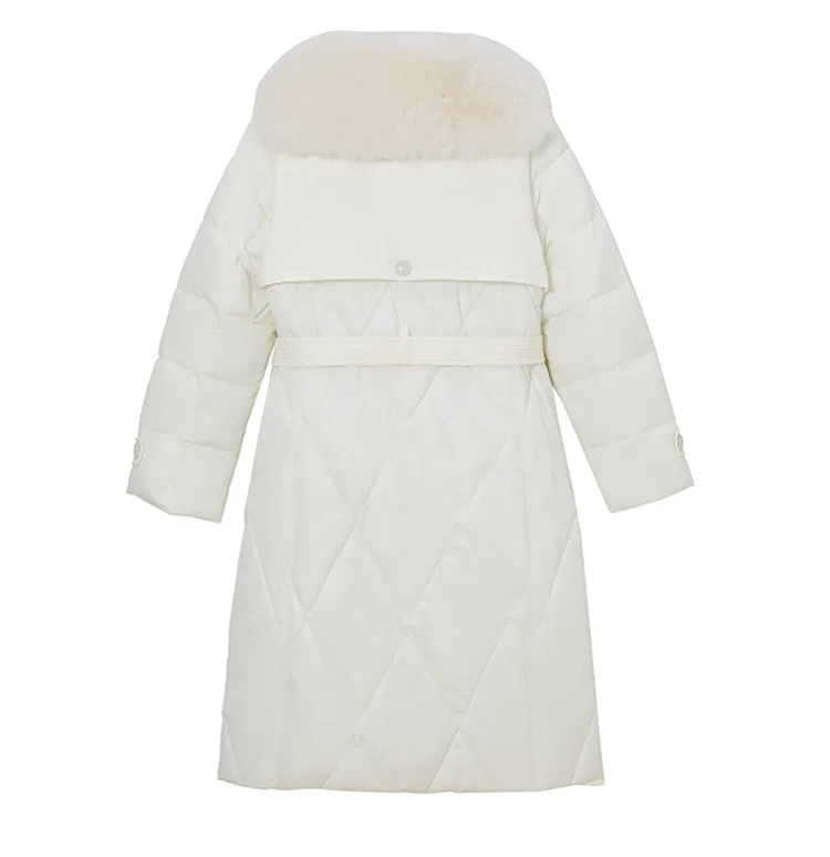 Oversize Women Parkas Coats Maxi Long Jacket Belted Solid Fur Collar Single Breasted Loose Office Lady Casual 2025 Autumn Winter