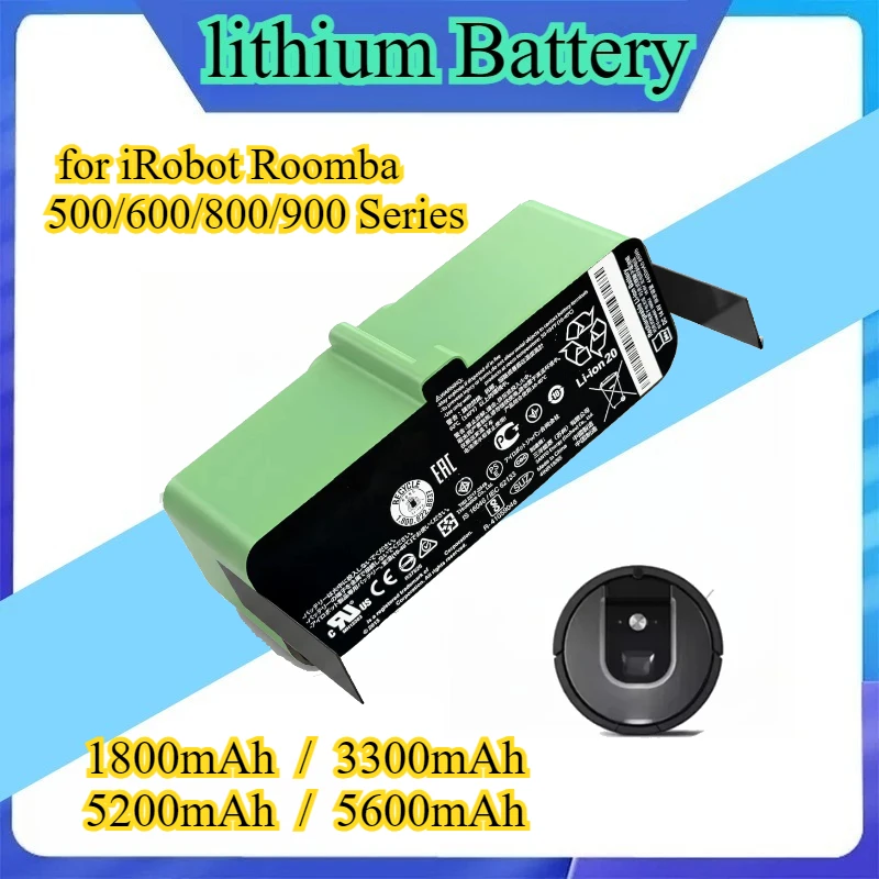 

Высокопроизводительная литий-ионная сменная батарея 14,4 В, 5200 мАч для iRobot Roomba серий 500/600/800/900 — длительное время работы