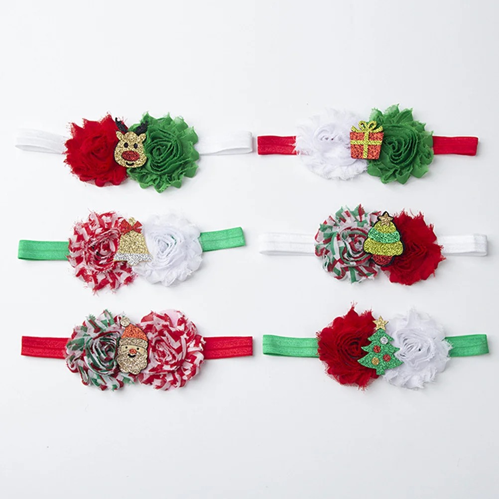 

6Pcs Headband Christmas Floral Cartoon Elastic Hairband Xmas Tiara Party Headdress Headband Tiara