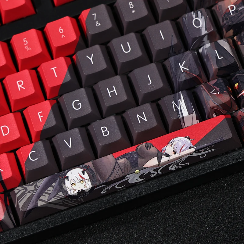 108Keys/Set  Azur Lane KMS Ägir PBT Anime Gaming Girl Cute Custom Keycap for Cherry Profile MX Switch Mechanical Keyboard