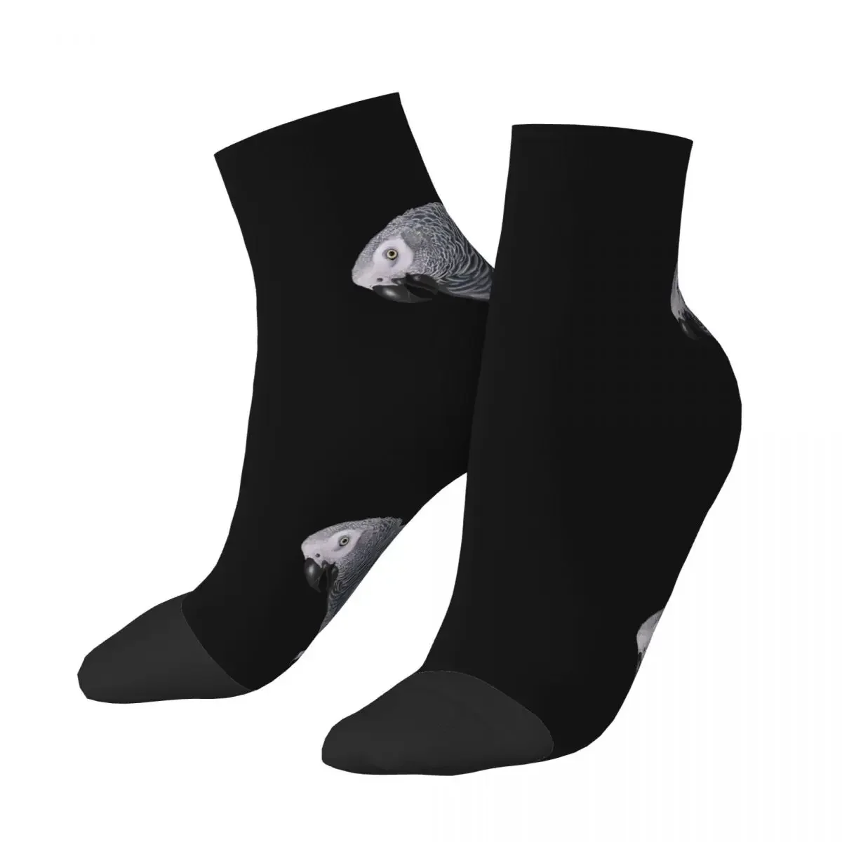 African Grey Parrot Bird Mens Crew Socks Unisex Fashion 3D Printed Psittacine Dress 