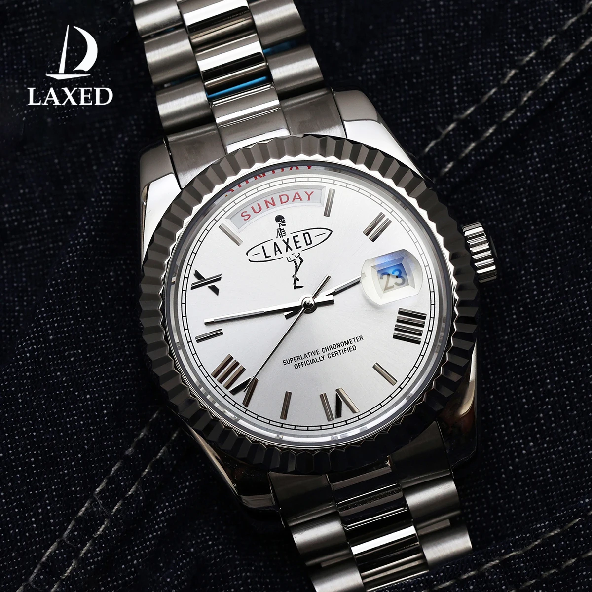 

LAXED Men's Automatic mechanical watch Beach Skull Dial Sapphire Glass Waterproof Japan MIYOTA 8285 Movement Watch