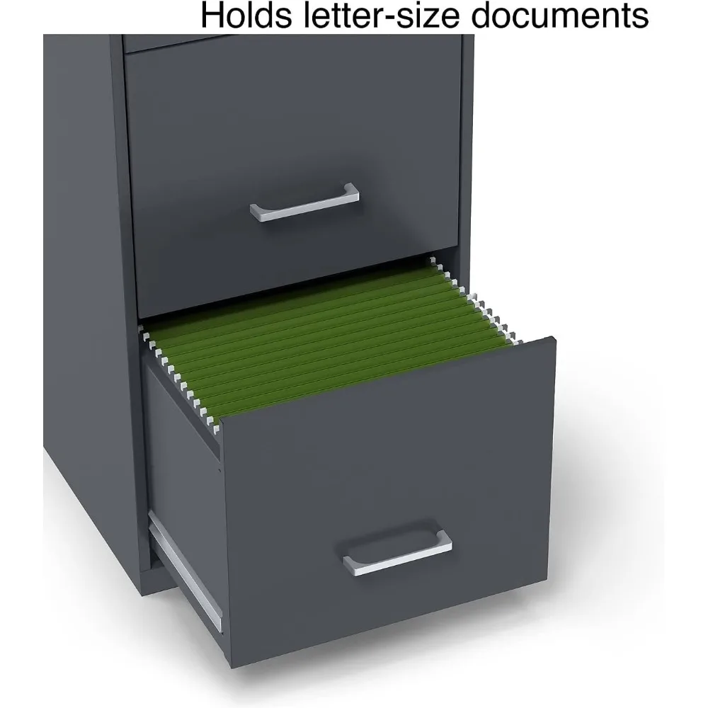 Vertical 3-Drawer File Cabinet, Letter Size, Lockable, Mobile, 18.9 Deep x 14.3 Wide x 26.8 High, Charcoal for Secure Document S