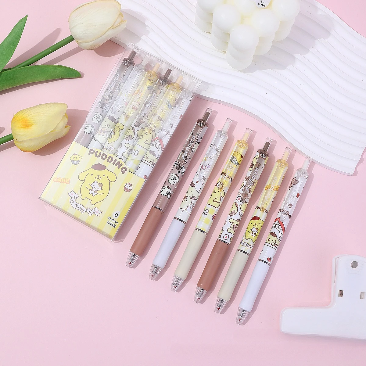 Sanrio Gel Pen Cartoon Anime Hello Kitty Cinnamoroll Kuromi Melody Press 0.55mm Pen Black School Writing Supplies for Student