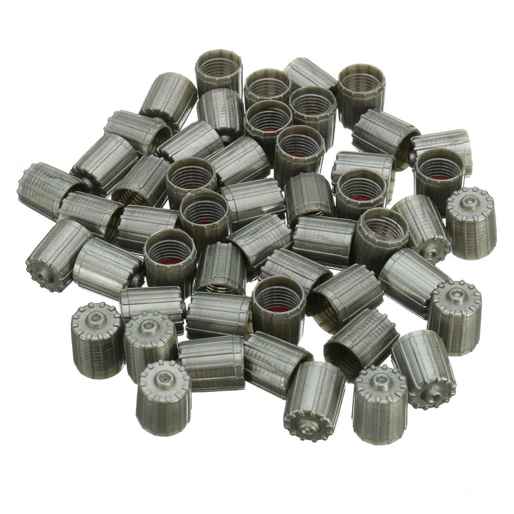 For Car 10Pcs/Set Plastic Gray Tire Valve Stem Cap TPMS Tire Cap With Gasket Tire Valve Stem Caps Car Replacement Accessories