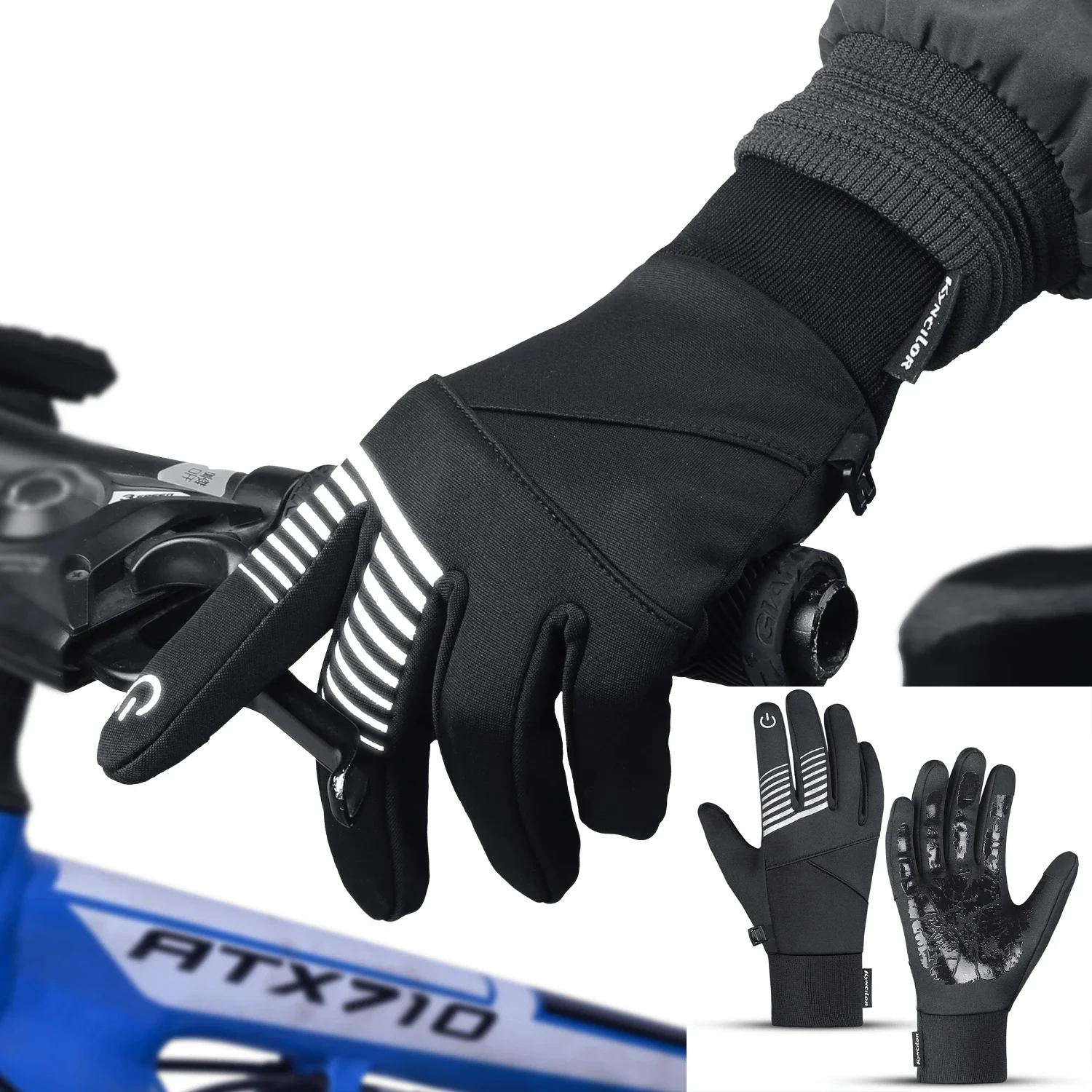 

Autumn Winter Cycling Gloves Fluff Warm Waterproof Nonslip Touch Screen Skiing Running Riding Motorbike Gloves Men