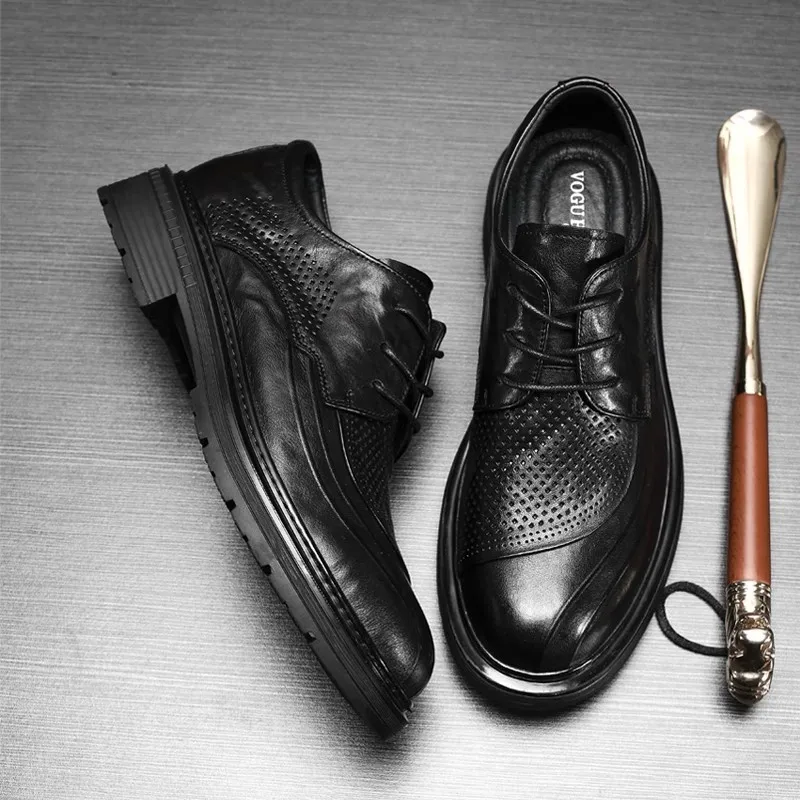 

Mens High Quality Genuine Leather Shoes Flats Fashion Men Dress Shoes Summer Oxfords Spring Casual Shoes British Business Male