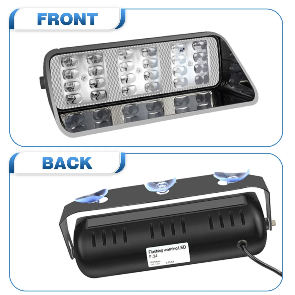 LED Dash Strobe Light Fit For most vehicles with interior windshield mounting and 12 V DC cigar lighter socket power system
