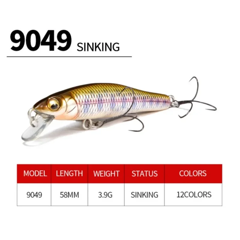 

ZWICKE 1Pcs 58mm 3.9g Sinking Minnow Wobbler Fishing Bait Hard Bait Minnow Pesca Artificial Pike Seabass Carp Fishing Lure