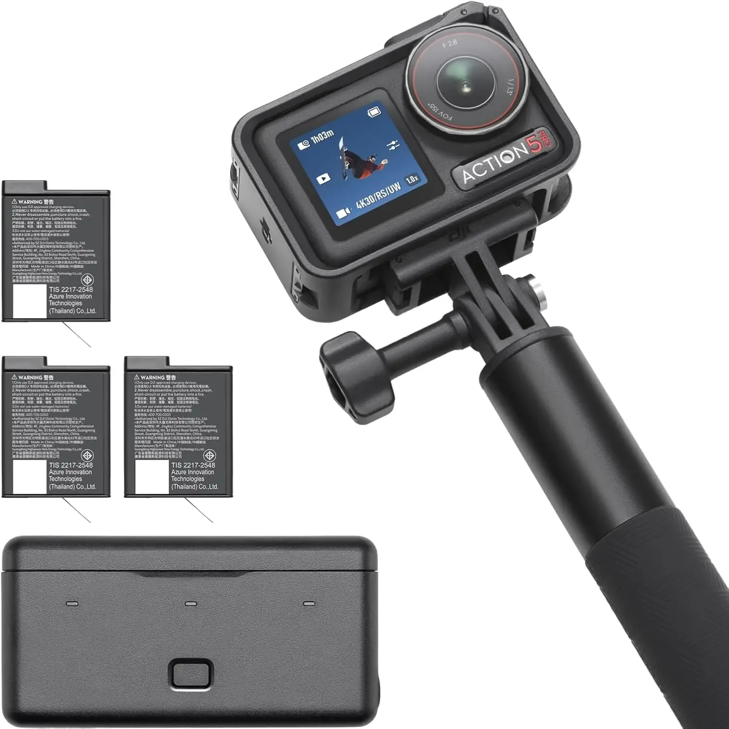 

BRAND NEW DJI Osmo Action 5 Pro Adventure Combo - Action Camera 4K with 1/1.3" Sensor, 12h Extended Battery Life with 3 Batterie
