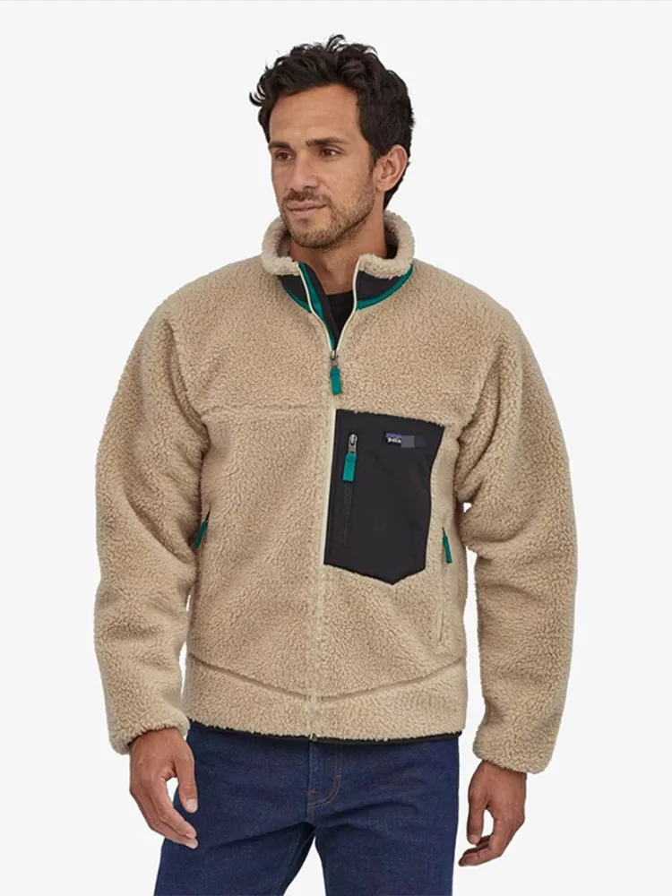 Abrigo grueso de lana para hombre, abrigo de felpa con cremallera, cuello levantado, informal, clásico, para exteriores, a la moda, otoño e invierno, 2024